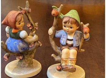 Pair Of Vintage Hummels, Apple Tree Boy And Girl, Rare, Goebel