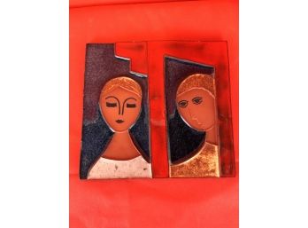 YAIR~CERAMIC TILE ART~CHAI~SIGNED~ 'TWO TOGETHER EACH ONE ALONE