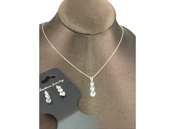 Beautiful Italian Sterling Silver Drop Earrings And Necklace With Matching Pendant
