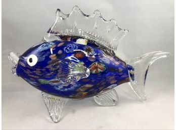 Hand Blown Glass Fish, Crystal Clear