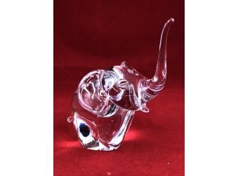 Clear Glass Elephant #1 With Straight TrunkFigurine