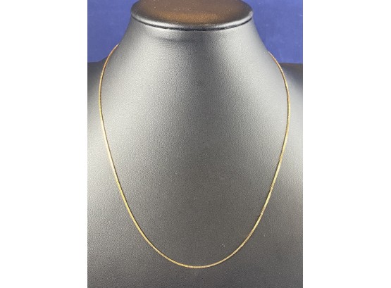 18K Yellow Gold Box Chain Necklace, 17.5'