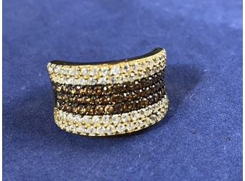 18K Yellow Gold Over Sterling Silver, Bella Luce Diamond Simulant, Size 8