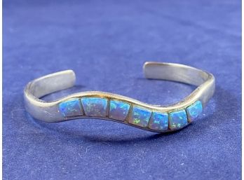 Sterling Silver And Opal Cuff Bracelet, 2.25