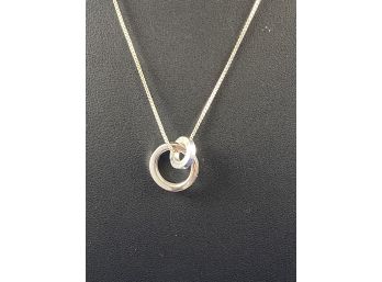 Sterling Silver Circle Necklace, 18''