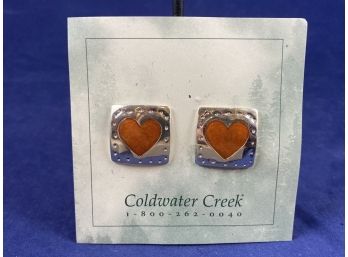 Coldwater Creek Sterling Silver Earrings, Heart