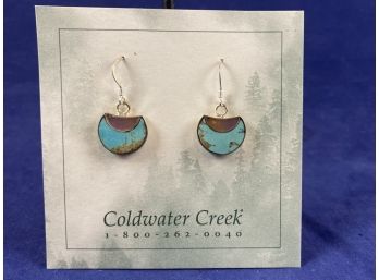 Coldwater Creek Sterling Silver Earrings, Sugilite & Turquoise Moon