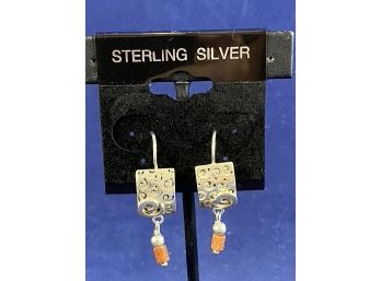 Sterling Silver Swirl Hook Back Earrings