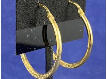 10K Yellow Gold Hoop Earrings, 1.25'