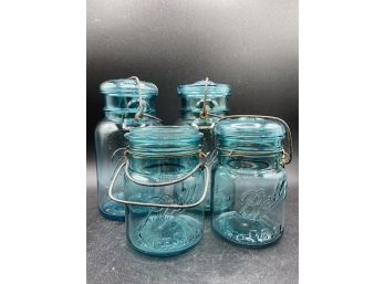 Vintage Blue Ball Jars - 4 One Missing Its Top