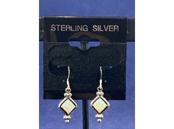 Sterling Silver And Opal Earrings