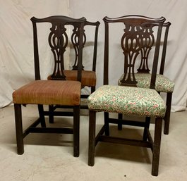 Chippendale Style - Vintage Mahogany Chairs Set Of 4