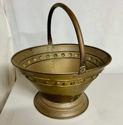 Antique Brass Coal Scuttle Fireplace Chimney Bucket