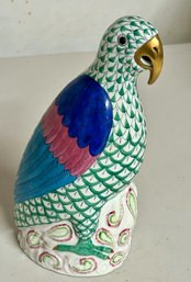 Herend Porcelain Green Parrot Bird