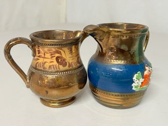 Small Antique Lusterware Pitchers