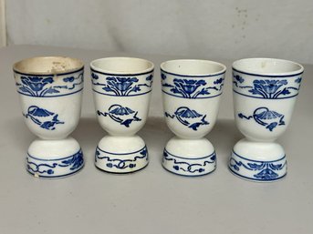 Antique Set Of Blue Danube Egg Cups - Set Of 5 (One Not Pictured)