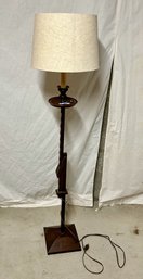 1940s Mahogany Adjustable Ratchet Floor Lamp