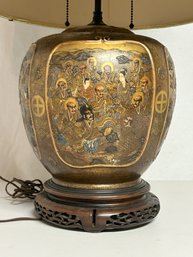 Antique Satsuma Japanese Converted Lamp Of 1000 Faces Vase