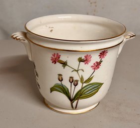 Minton Bone China Cachepot - Floral Pattern  Gold Trim  Indoor Planter Flower Pot