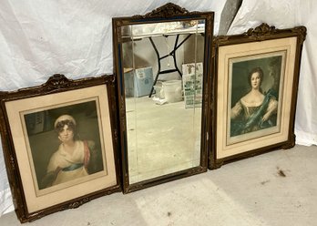 Antique Mirror And Lithographs