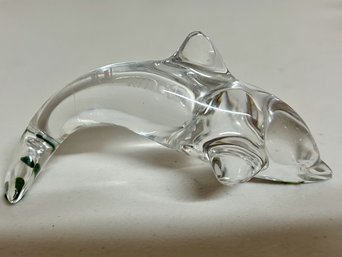 Signed DAUM FRANCE Dolphin Crystal Glass