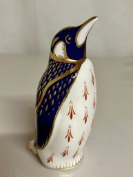 Vintage Royal Crown Derby Porcelain Gold Stopper Paperweight - Penguin