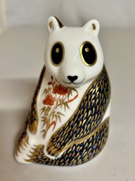 Vintage Royal Crown Derby Porcelain Gold Stopper Paperweight - Panda Bear