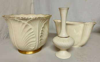 Trio Of Lenox Flower Pot & Vases