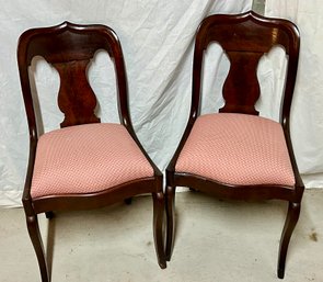 Pair Of Antique Queen Anne Style Walnut Chairs