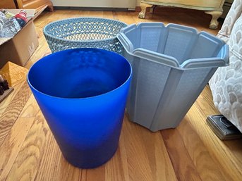 Lot Of Blue Waste Baskets