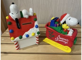 Holiday Whitmans Candies Snoopy Banks