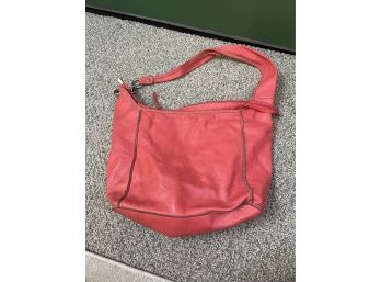 Vintage Innue Leather Coral Pink Purse - Made In Italy - Pre-Owned - 14'