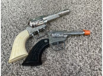 Vintage Toy Metal Guns - One Missing Cap - Dont Give To Child Without Replacing Cap!