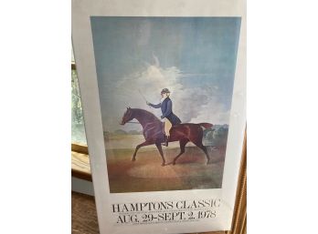 Original 1978 Hampton Classic Horse Show Poster In Mint Condition Mounted On Board And Wrap Sealed