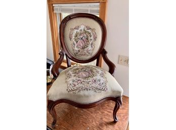 Embroidered Needlepoint Vintage Low Chair