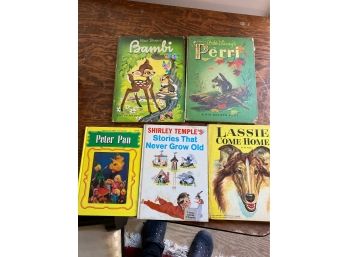 Books - Collection Of 5 Larger Vintage Childrens Board Books - Disneys Bambi & Perri Are From The 1940s.