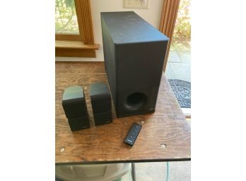 Bose Home Theatre Speaker Set With Extra Control.Includes Two Paired Tweeter Speakers And One Large Woofer