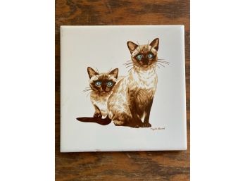 Cats On Tile By Artist Phyllis Howard