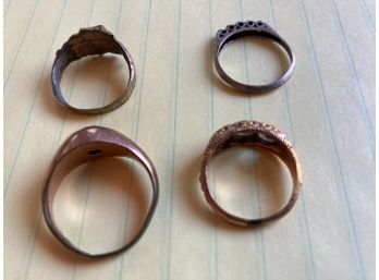 Jewelry - Collection Of 4 Antique Rings - One Appears To Be Silver And Another A Class Ring