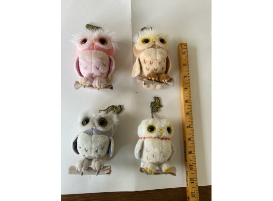 Harry Potter 2001 Owl Keychain Stuffy Set Of 4 In Excellent Condition