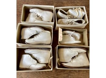 Vintage Toddler White Shoe Collection - 6 Pairs In Boxes In Very Good Condition For Their Age.
