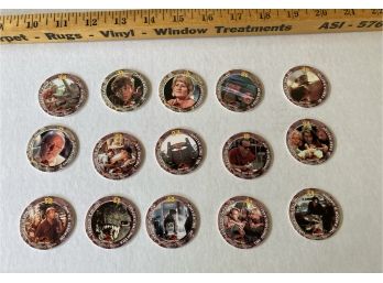 Jurassic Park Pogs From 1993 - 15 Different Designs With SkyCaps Labels On Backs