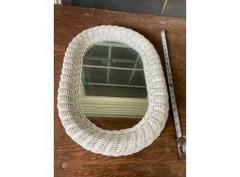 Wicker Framed Mirror - Measures 21 By 15 In Very Good Condition