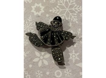 925 Sterling Silver Marcasite Clown Pin