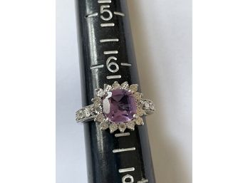 925 Sterling Silver Amethyst Ring Size 7