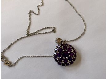 925 Sterling Silver Amethyst Medallion Necklace