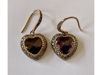 Lavish By TJM 925 Sterling Silver Amethyst Heart Earrings