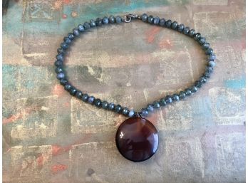 Will SHIP - Semi Precious Stones Necklace With Sterling Silvery Clasp & Beads