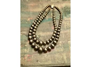Gold Tone Sterling Silver Chunky Bead Necklace - Will Ship!