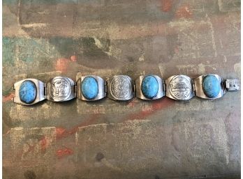 Mexico Silver Turquoise Wolf Sun Pyramid Charms